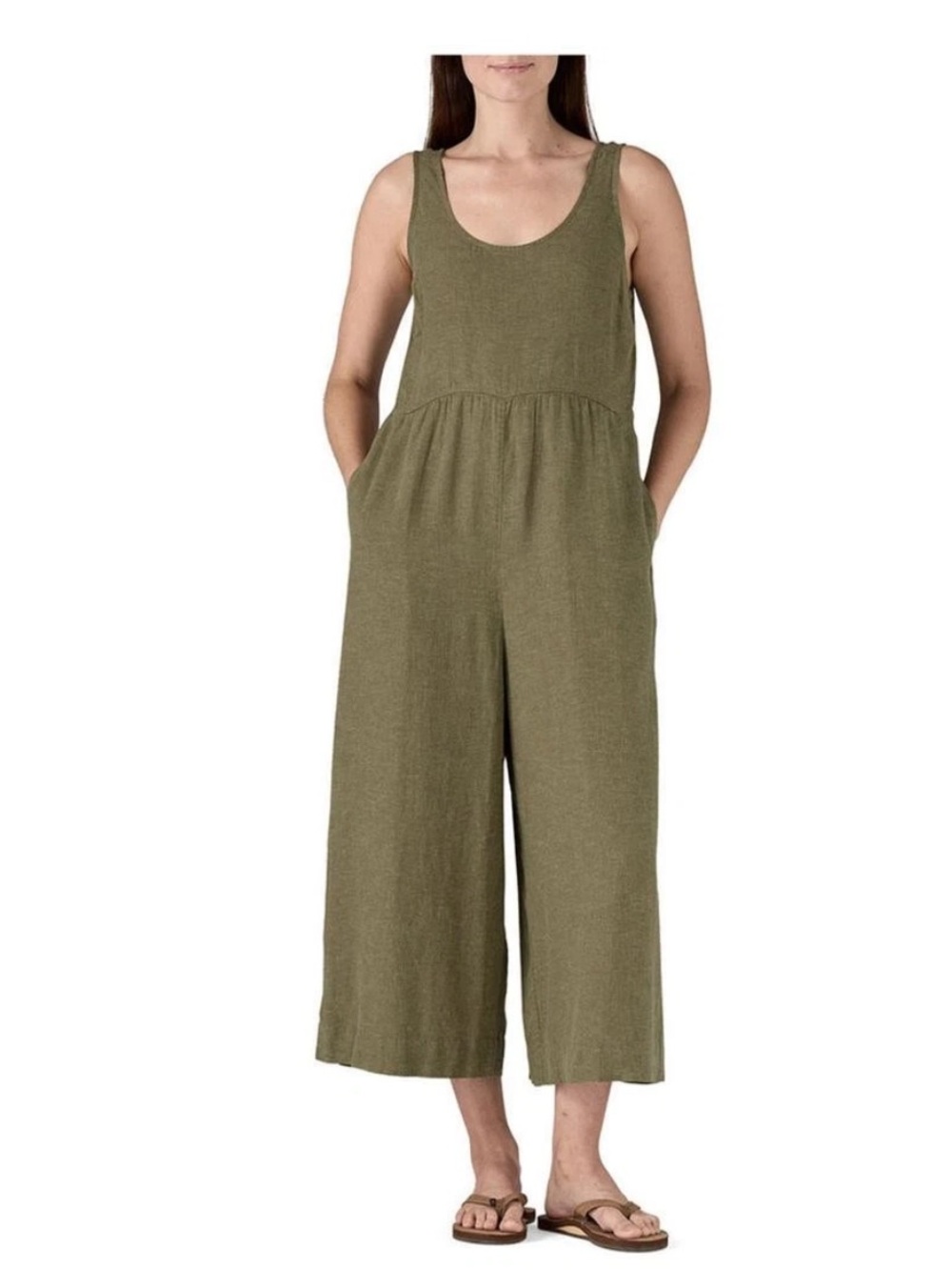 Patagonia Garden Island Jumpsuit Womens XS River Rock Green Hemp Tencel 75015